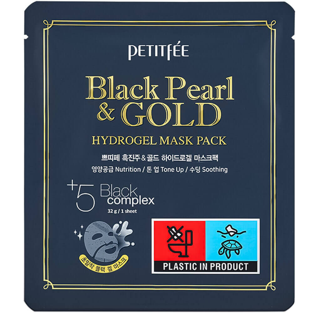 Гидрогелевая маска Petitfee Black Pearl & Gold Hydrogel Mask Pack фото 1