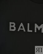 Футболка с лого из стразов, черная Balmain фото 3