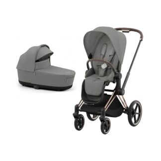 Коляска 2 в 1 CYBEX Priam IV Rosegold 2 в 1 цвет Mirage Grey в комплекте со