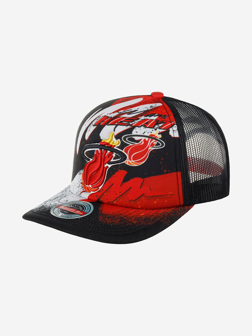 Бейсболка с сеточкой MITCHELL NESS HHSS2993-MHEYYPPPBLCK Miami Heat NBA (че 58-677XDOXM4K-09 фото 1