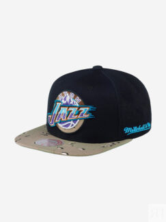 Бейсболка с прямым козырьком MITCHELL NESS HHSS1101-UJAYYPPPBLCK Utah Jazz