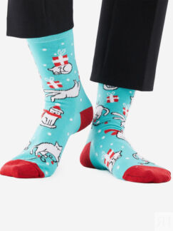 Новогодние носки St.Friday Socks Котики-Подарочки, Голубой