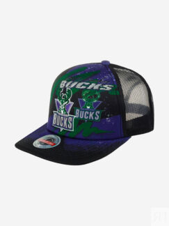 Бейсболка с сеточкой MITCHELL NESS HHSS2993-MBUYYPPPBLCK Milwaukee Bucks NB