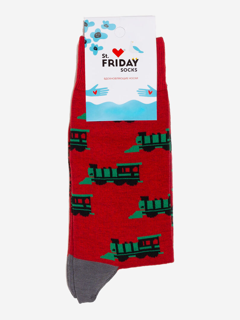 Носки с рисунками St.Friday Socks - Паровозики - Красные, Красный PAROVOZIKISBHOS8B-PARAVOZIKIRED фото 1