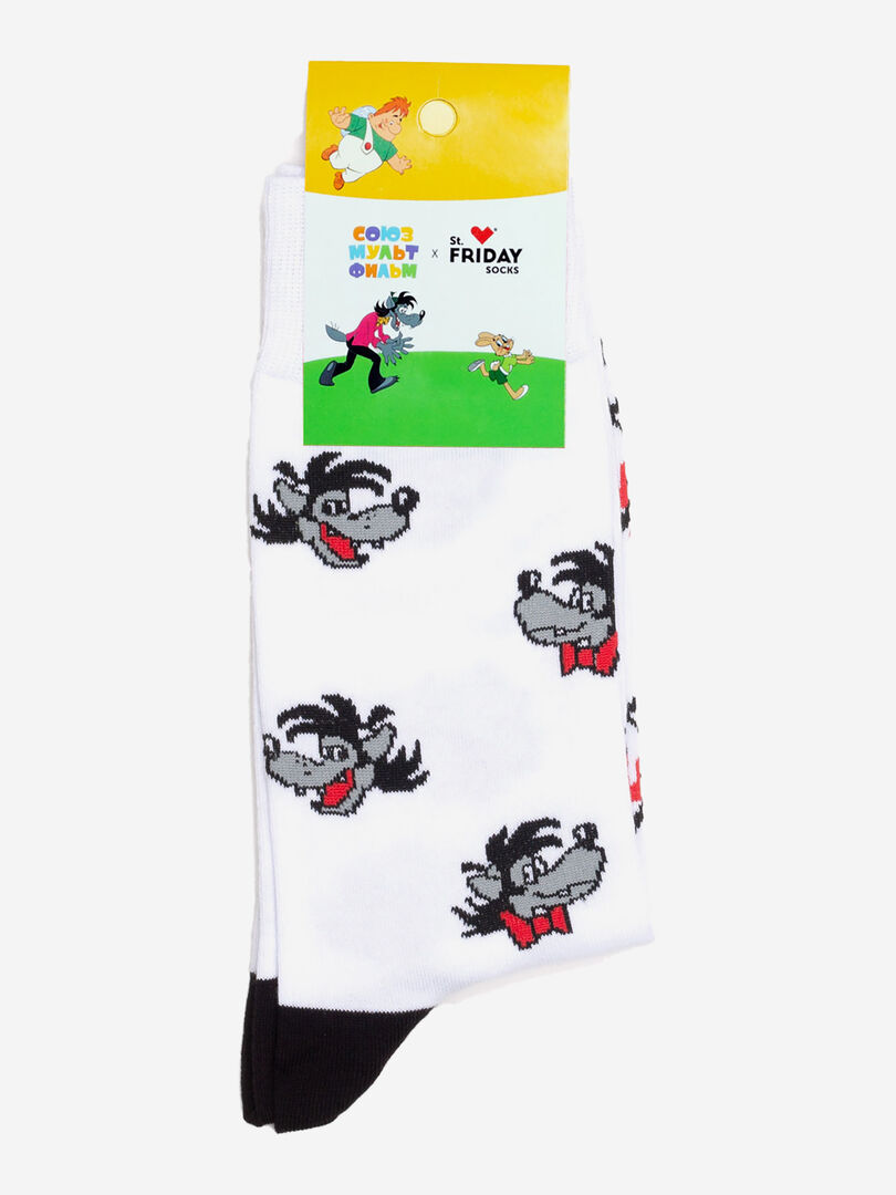 Носки с рисунками St.Friday Socks - Волк - Ну погоди!, Белый SMFSBHOS8B-VOLKNUPOGODI фото 1