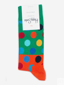 Носки с рисунками Happy Socks - Big Dot Color Block Green Orange, Зеленый