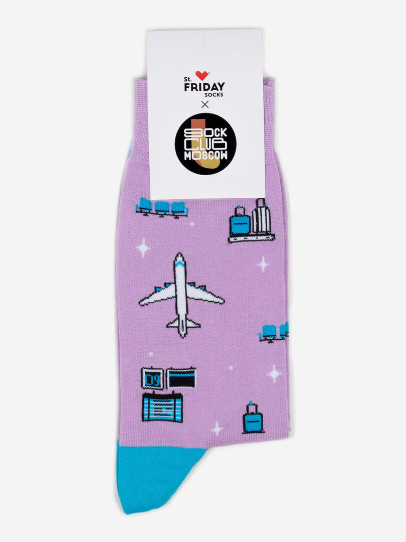 Носки с рисунками St.Friday Socks x Sock Club Moscow - Аэропорты, Фиолетовы SCMSBHOS8B-TRANSPORTAEROPORTI фото 1