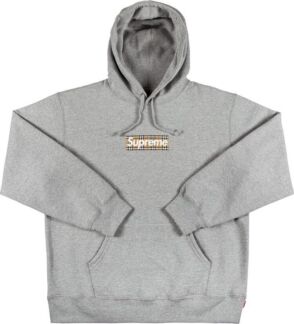 Толстовка Supreme x Burberry Box Logo Hooded Sweatshirt 'Heather Grey', сер