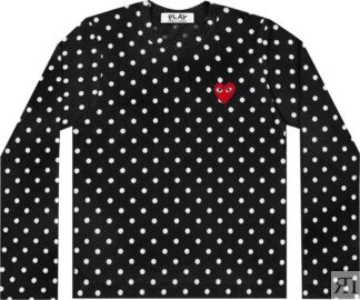 Футболка Comme des Garçons PLAY Polka Dot Long Sleeve T-Shirt 'Black', черн