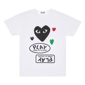 Футболка Comme des Garçons PLAY Multi Logo Short-Sleeve T-Shirt 'White', бе
