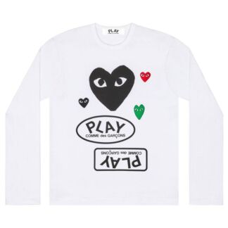 Футболка Comme des Garçons PLAY Multi Logo Long-Sleeve T-Shirt 'White', бел