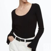Трикотажный топ H&M, черный 1144655003 | BLACK фото 3