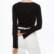 Трикотажный топ H&M, черный 1144655003 | BLACK фото 5