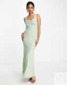 Серое платье макси косого кроя со шнуровкой сзади ASOS DESIGN Bridesmaid 110216898 фото 1