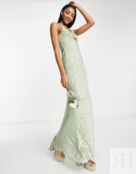 Платье макси ASOS DESIGN Bridesmaid с перекрученным передом и цветочной отд 110890846 фото 1