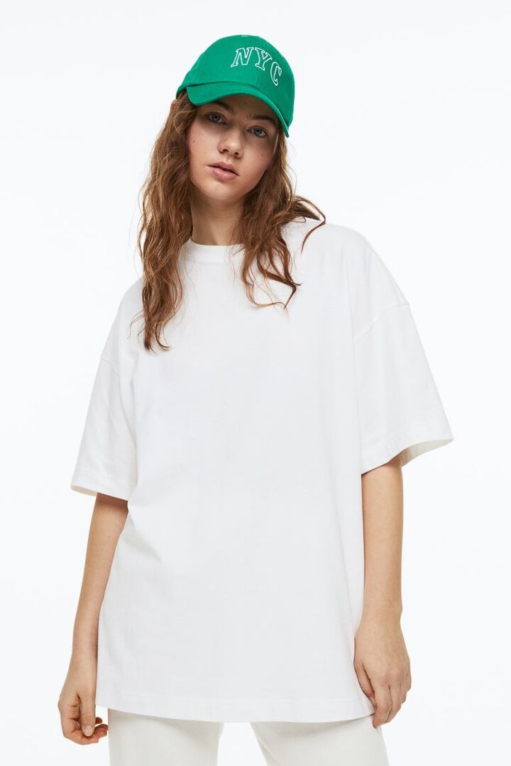 Футболка оверсайз H&M, белый 65321 | Biały фото 1
