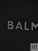 Футболка с лого из стразов, черная Balmain фото 3