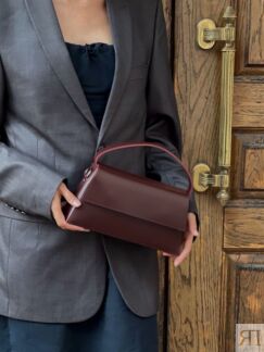 Женская кожаная сумка тоут бордовая A044 burgundy mini