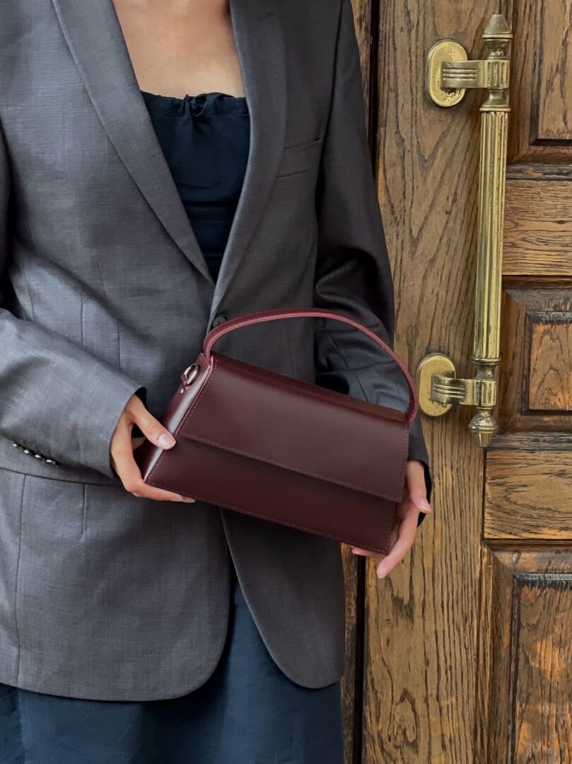 Женская кожаная сумка тоут бордовая A044 burgundy mini