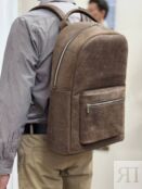 Большой кожаный мужской рюкзак коричневый B015 brown big pull up B015 brown big pull up фото 1