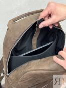 Большой кожаный мужской рюкзак коричневый B015 brown big pull up B015 brown big pull up фото 3