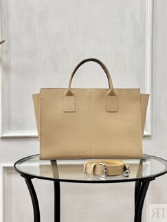 Женская кожаная сумка тоут бежевая A027 beige big grain