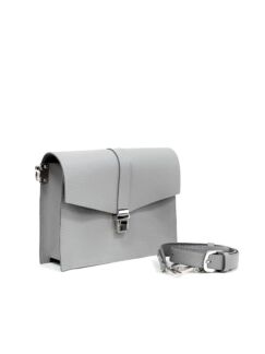 Женская кожаная сумка через плечо серая Divalli A009 grey grain