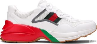 Кроссовки Gucci Rhyton White Red Green Reflective, белый