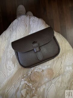 Женская кожаная поясная сумка коричневая A016 brown mini grain