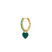 Моносерьга Gold Enamel Heart Earring – Emerald VIVA LA VIKA фото 1