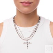 Колье Silver Layered Necklace With A Cross And Black Crystals FREE FORM фото 2