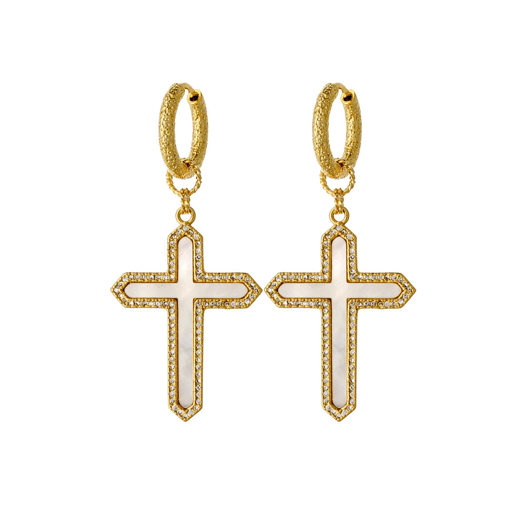 Серьги Mother-of-pearl Crosses Earrings LA CONCEPTION DE SAFINA ANTONINA фото 1