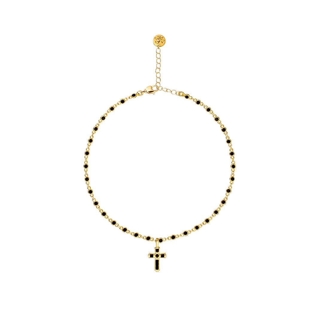 Цепь Gold Onyx Cross Necklace LA CONCEPTION DE SAFINA ANTONINA фото 1