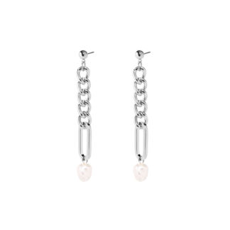 Серьги Silver Earrings Pearls On A Chain FREE FORM