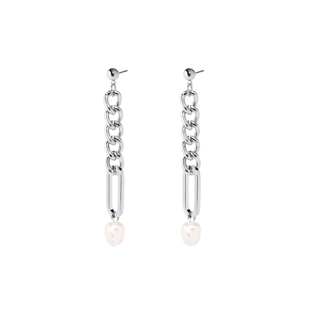 Серьги Silver Earrings Pearls On A Chain FREE FORM фото 1