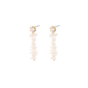 Серьги Golden Long Earrings With Mother Of Pearl And Crystals FREE FORM фото 1