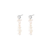 Серьги Silver Long Earrings With Mother Of Pearl And Crystals FREE FORM фото 1