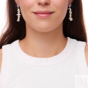 Серьги Silver Long Earrings With Mother Of Pearl And Crystals FREE FORM фото 2