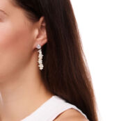 Серьги Silver Long Earrings With Mother Of Pearl And Crystals FREE FORM фото 3