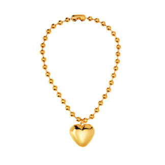 Колье Big Heart Necklace With Beads - Gold FREE FORM