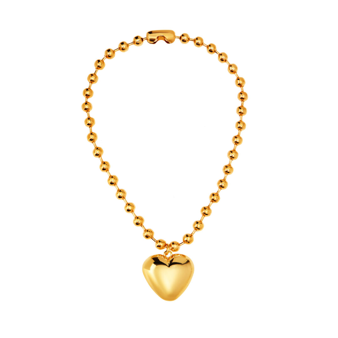 Колье Big Heart Necklace With Beads - Gold FREE FORM фото 1