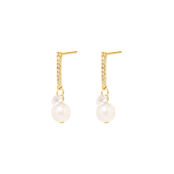 Серьги Dangling Pearls Earrings - Gold BLING BLING фото 1