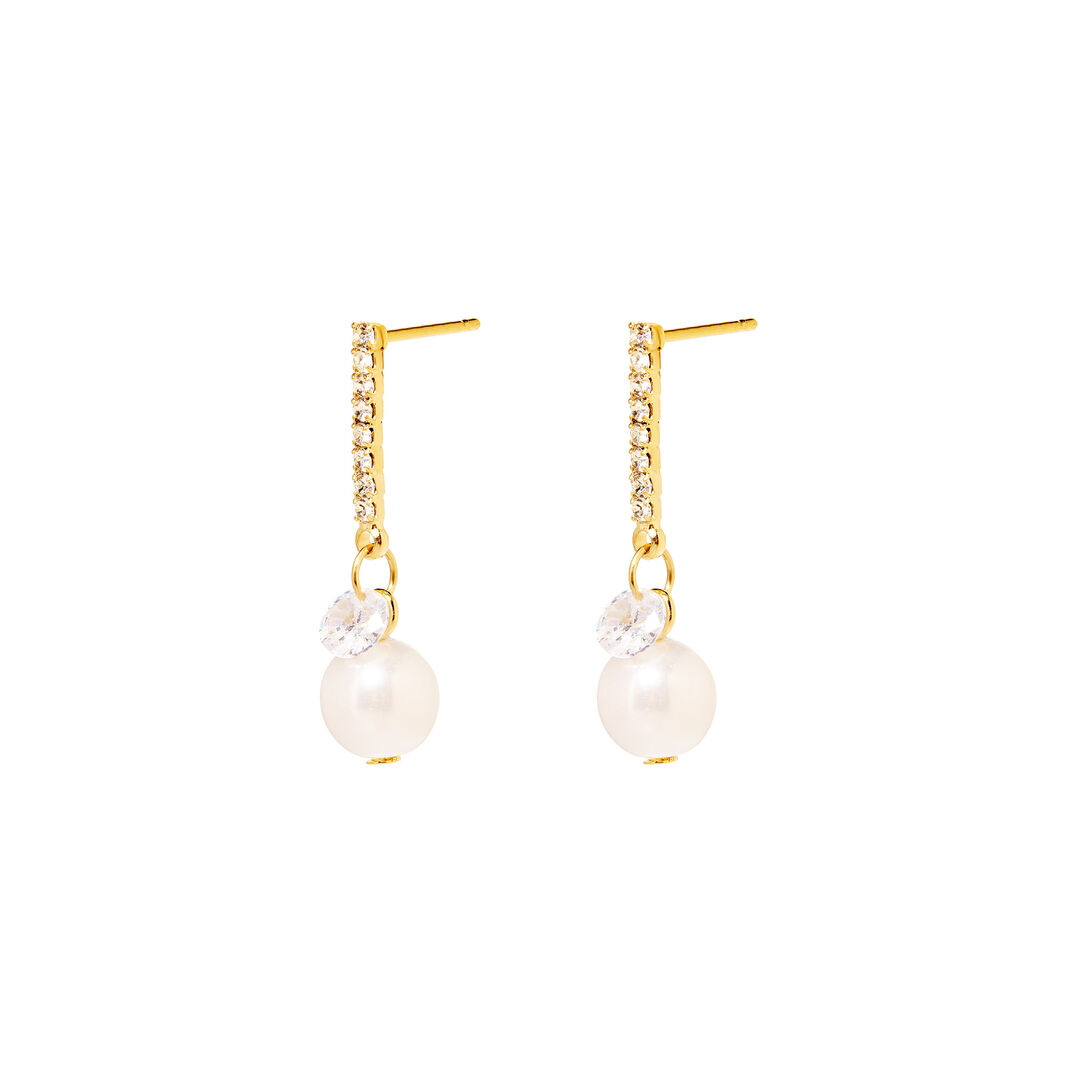 Серьги Dangling Pearls Earrings - Gold BLING BLING фото 1