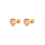 Серьги Gold Heart With Gem Earrings - Pink VIVA LA VIKA фото 1