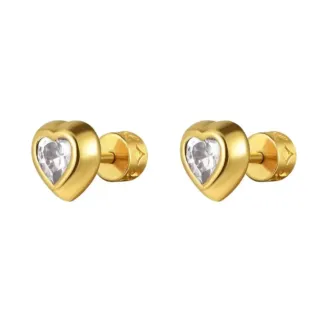 Серьги Gold Heart With Gem Earrings - Lilac VIVA LA VIKA