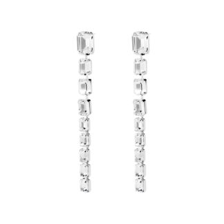 Серьги Silver Chain Earrings With Crystals FREE FORM