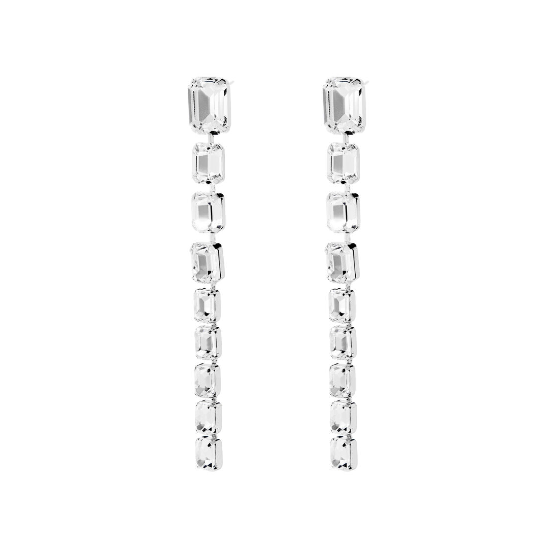 Серьги Silver Chain Earrings With Crystals FREE FORM фото 1