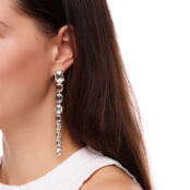 Серьги Silver Chain Earrings With Crystals FREE FORM фото 3