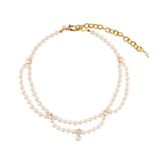 Чокер Golden Pearl Double Choker With Crystals FREE FORM