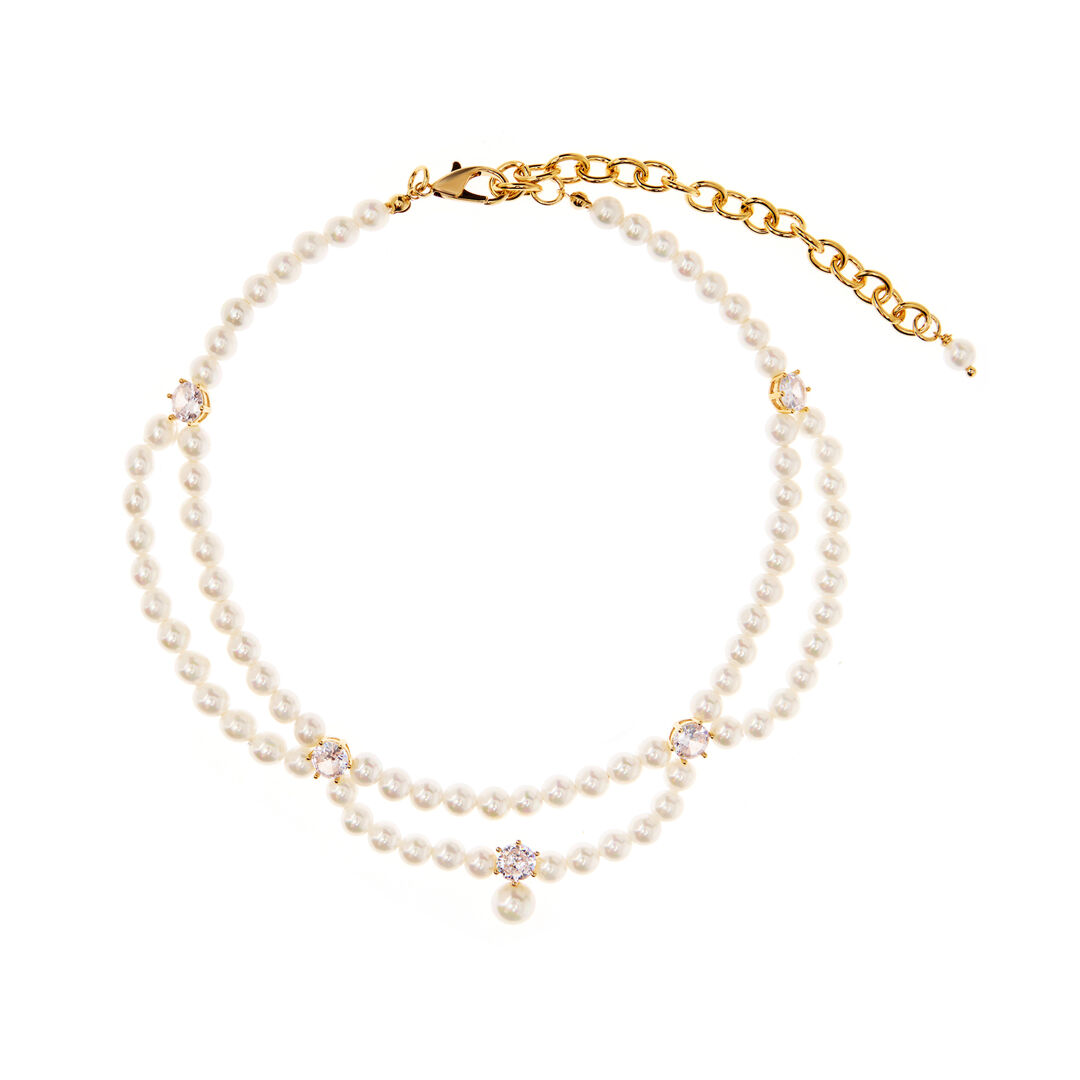 Чокер Golden Pearl Double Choker With Crystals FREE FORM фото 1